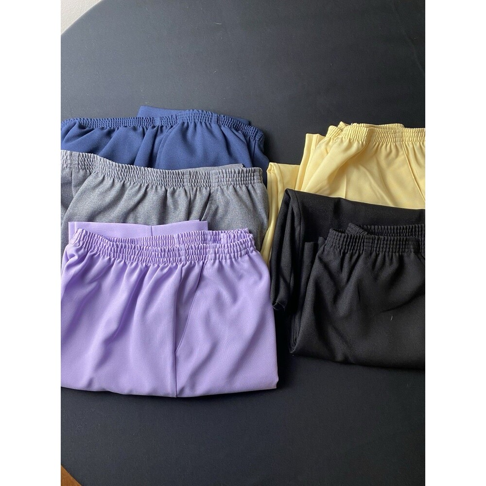 Lot Of 5 Blair 16 Petite Elastic Waist Pants, Slit Pockets Grannycore Comfort H